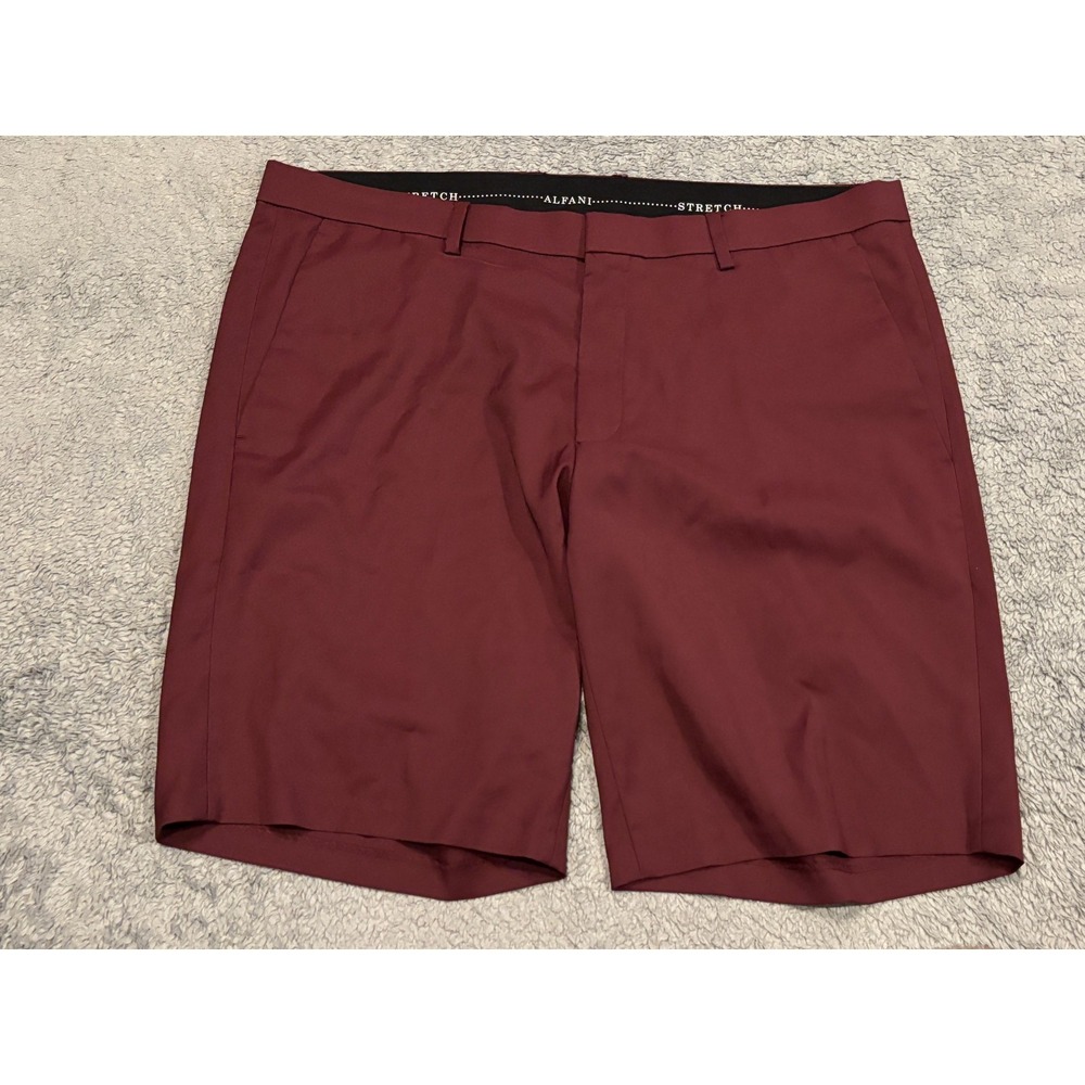 NWT Alfani Tech Shorts Men's 36 (38) Maroon Regular Fit Stretch Flat Front Golf